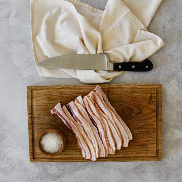 Dry cured & Wood-Smoked Streaky Bacon (avg. 200g) - Dargle Valley pork butcher pork bacon streaky 